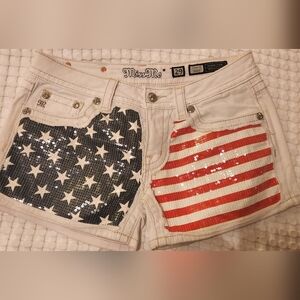 Miss Me Women's Star and Stripe Sequin Jean Shorts